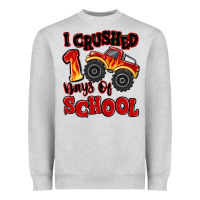 Heather Grey i crushed 100 days of school monster truck Heavyweight Sweatshirt - MaliasSmallBusiness