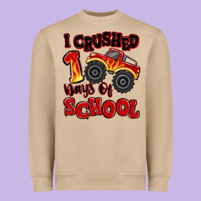 I Crushed 100 Days Of School Monster Truck Heavyweight Sweatshirt Designed By Maliassmallbusiness