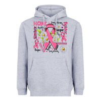 Heather Grey Breast Cancer Heavyweight Hoodie - NancyCooperArtShop