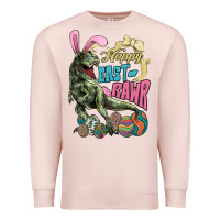 Pale Pink Happy Easter Day T-Rex Premium Sweatshirt - HowdyJamesFarm
