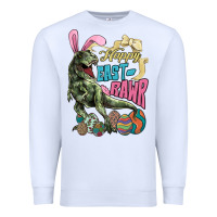 White Happy Easter Day T-Rex Premium Sweatshirt - HowdyJamesFarm