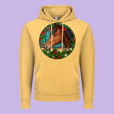 Western Horse Christmas Vintage Hoodie Designed By Ranaportraitstore