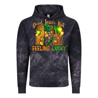 Cloud Black dead inside but feeling lucky Vintage Hoodie - NancyCooperArtShop