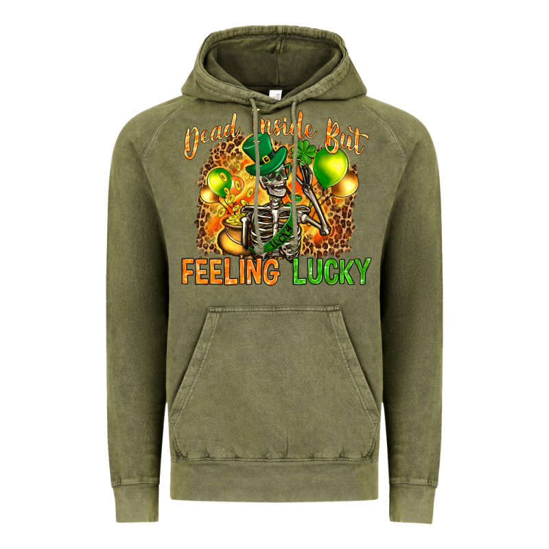 Dead Inside But Feeling Lucky Vintage Hoodie by NancyCooperArtShop | Teevron