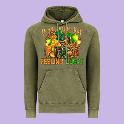 Dead Inside But Feeling Lucky Vintage Hoodie Designed By Nancycooperartshop