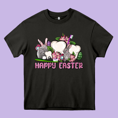 Happy Easter Teeth Heavy Core Tee Designed By Oliviacreatesart
