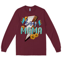 Burgundy boy mama lightning bold Long Sleeve Tee - NancyCooperArtShop