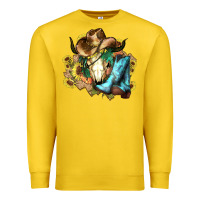 Lemon Cow skull Cowboy boots hats sunflowers Premium Sweatshirt - HowdyJamesFarm