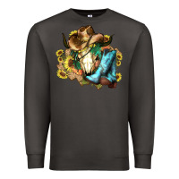 Smoke Cow skull Cowboy boots hats sunflowers Premium Sweatshirt - HowdyJamesFarm
