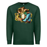 Sports Green Cow skull Cowboy boots hats sunflowers Premium Sweatshirt - HowdyJamesFarm