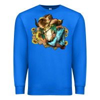 True Royal Cow skull Cowboy boots hats sunflowers Premium Sweatshirt - HowdyJamesFarm