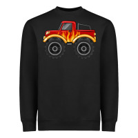 Black monster truck with flames Heavyweight Sweatshirt - MaliasSmallBusiness