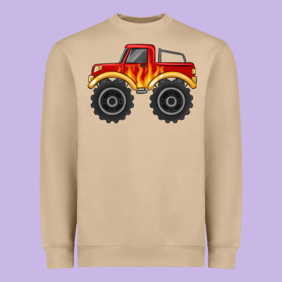 Monster Truck With Flames Heavyweight Sweatshirt Designed By Maliassmallbusiness