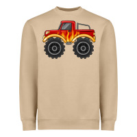 Mushroom monster truck with flames Heavyweight Sweatshirt - MaliasSmallBusiness