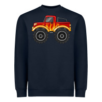 Navy monster truck with flames Heavyweight Sweatshirt - MaliasSmallBusiness