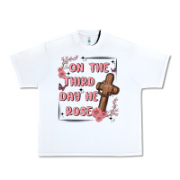 White on the third day  he rose Urban Heavy Tee - MaliasSmallBusiness