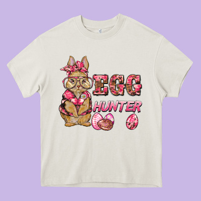 Easter Pink Camouflage Egg Hunter  Bunny Heavy Core Tee Designed By Barkaloodesign