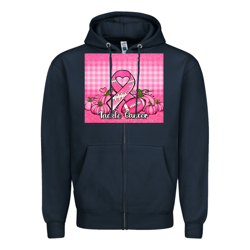 Tackle Cancer Pumpkins Football And Ribbon Zipper Hoodie by Jasminsmagicworld | Teevron