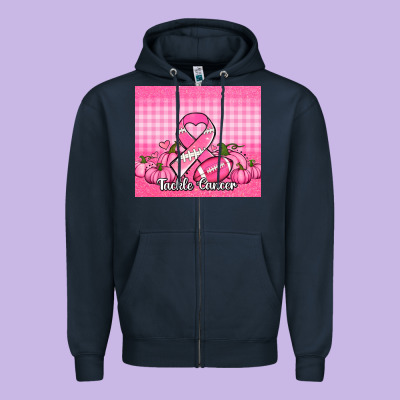 Tackle Cancer Pumpkins Football And Ribbon Zipper Hoodie Designed By Jasminsmagicworld