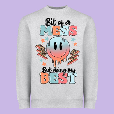 Bit Of A Mess But Doing My Best Heavyweight Sweatshirt Designed By Maliassmallbusiness