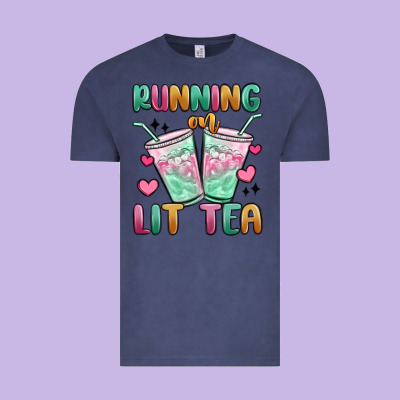 Running On Lit Tea Vintage Tee Designed By Maliassmallbusiness