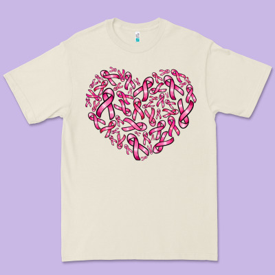 Breast Cancer Ribbon Heart Premium Tee Designed By Adodesignshop