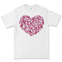 White breast cancer ribbon heart Premium Tee - AdoDesignShop