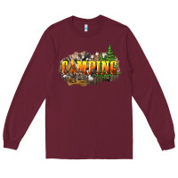 Burgundy camping Long Sleeve Tee - NancyCooperArtShop