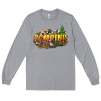 Heather Grey camping Long Sleeve Tee - NancyCooperArtShop