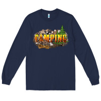 Navy camping Long Sleeve Tee - NancyCooperArtShop