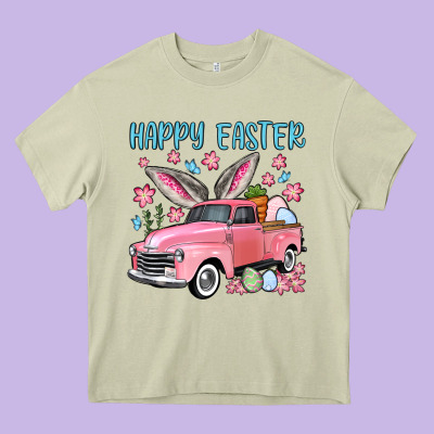 Happy Easter Truck Heavy Core Tee Designed By Oliviacreatesart