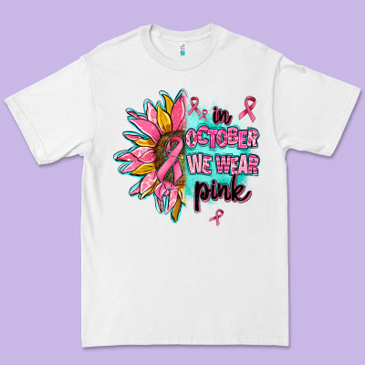 Sunflower In October We Wear Pink Premium Tee Designed By Adodesignshop