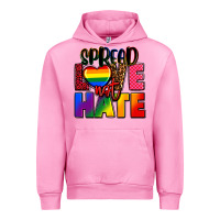 Fuchsia Pink spread love not hate Urban Hoodie - FaDigitalArtStudio