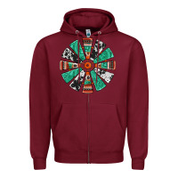 Burgundy western windmill Zipper Hoodie - Jasminsmagicworld