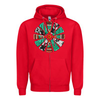 Red western windmill Zipper Hoodie - Jasminsmagicworld