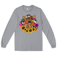 Heather Grey baby cow flower Long Sleeve Tee - NancyCooperArtShop