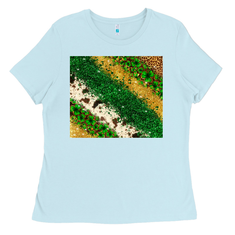 St. Patrick's Day Leopard Cowhide Glitter Tumbler Ladies Tee by Neo Western | Teevron