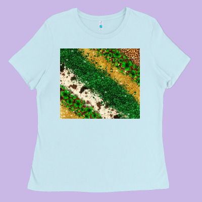 St. Patrick's Day Leopard Cowhide Glitter Tumbler Ladies Tee Designed By Neo Western