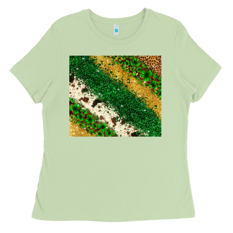 St. Patrick's Day Leopard Cowhide Glitter Tumbler Ladies Tee by Neo Western | Teevron