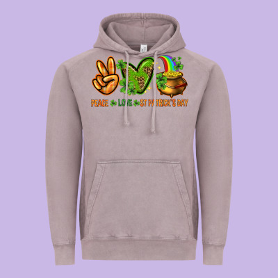 Peace Love St Patricks Day Vintage Hoodie Designed By Nancycooperartshop
