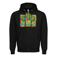 Black hello summer pineapple Zipper Hoodie - BarkalooDesign