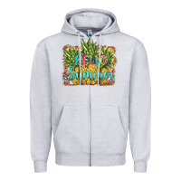 Heather Grey hello summer pineapple Zipper Hoodie - BarkalooDesign