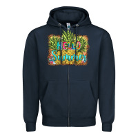 Navy hello summer pineapple Zipper Hoodie - BarkalooDesign