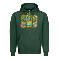 Sports Green hello summer pineapple Zipper Hoodie - BarkalooDesign