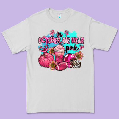 In October We Wear Pink American Football Premium Tee Designed By Adodesignshop