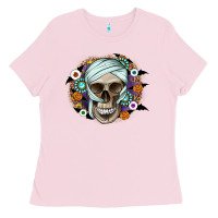 Bubblegum Pink Halloween Skeleton Ladies Tee - CowhideDigitalArt