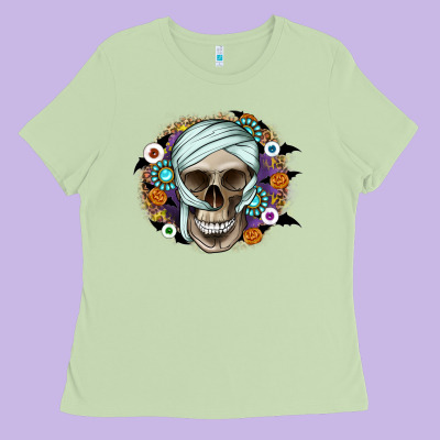 Halloween Skeleton Ladies Tee Designed By Cowhidedigitalart