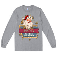Heather Grey santa's coming to town Long Sleeve Tee - MaliasSmallBusiness