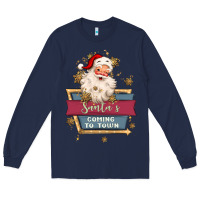 Navy santa's coming to town Long Sleeve Tee - MaliasSmallBusiness