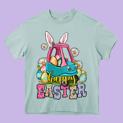Happy Easter Toddler Car Heavy Core Tee Designed By Oliviacreatesart
